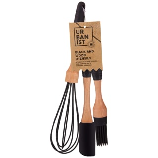 Silicone & Wood Utensils - Black