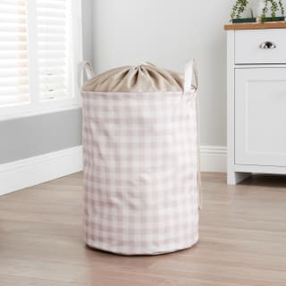 Gingham Round Crushable Laundry Hamper
