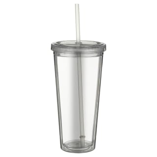 Double Wall Soda Cup with Straw 650ml - Clear