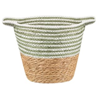 Stripe Top Basket With Handle - Green