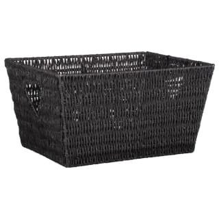 Vannes Heart Cut Out Wicker Basket - Black