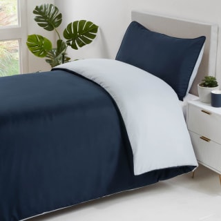 Simply Reversible Navy - Grey Single Duvet Set