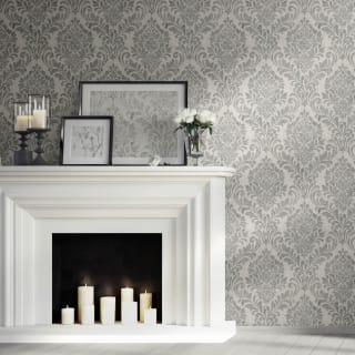 Eleanor Damask Grey Wallpaper