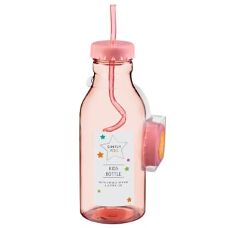 Kids Bottle With Swirly Straw - Pink