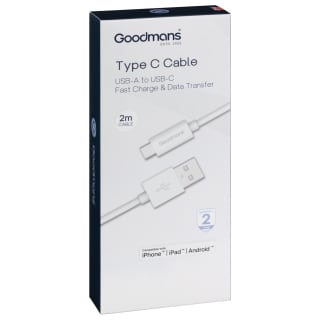 Goodmans Type C Charge Cable USB-C to USB-C 2m - White