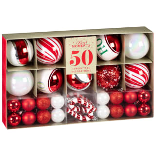 Merry Moments Luxury Decorations 50pk - Red & White