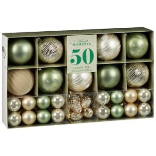 Merry Moments Luxury Tree Decorations 50pk - Green & Gold