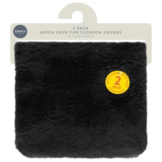 Simply Everyday Aspen Faux Fur Cushion Covers 2pk - Black