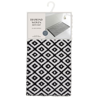 Diamond Woven Bath Mat - Black