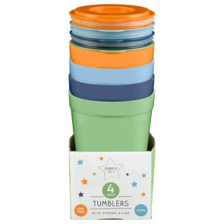 Tumblers With Straw & Lid 4pk - Multicolour