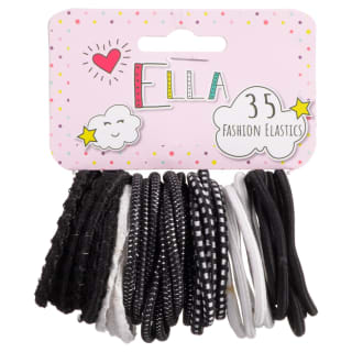 Ella Fashion Elastic Bobbles 35pk - Black & White