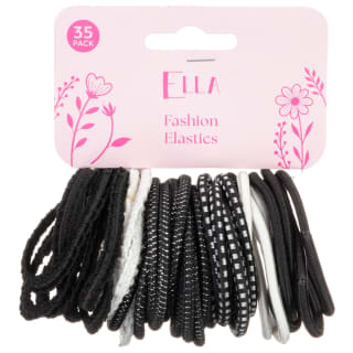 Ella Fashion Elastic Bobbles 35pcs - Black & White