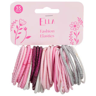 Ella Fashion Elastic Bobbles 35pcs - Pink