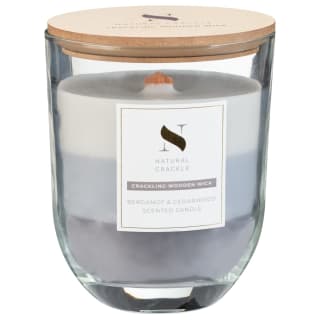 Natural Crackle Wooden Wick Scented Candle - Bergamot & Cedarwood