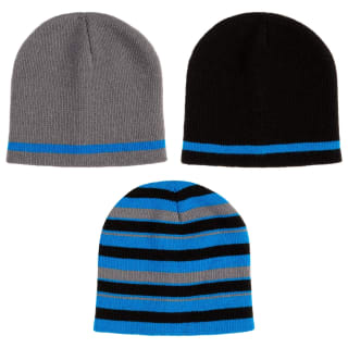 Kids Beanie Hats 3pk - Grey, Blue & Navy