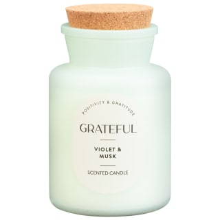 Grateful Scented Candle with Cork Lid - Violet & Musk