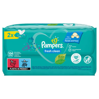 Pampers Fresh Clean Baby Wipes 2 x 52pk