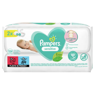 Pampers Sensitive Baby Wipes 2 x 52pk