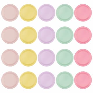 Round Coloured Party Plates 20pk - Girls