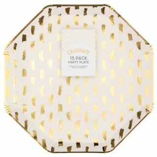 Metallic Party Plates 15pk - Gold