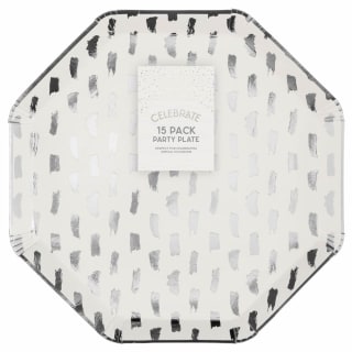 Metallic Party Plates 15pk - Silver