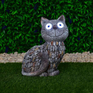 Solar Stone Effect Cat - Cool White LED