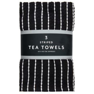 Striped Terry Tea Towels 3pk - Black