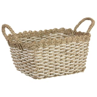 White & Seagrass Tray Basket
