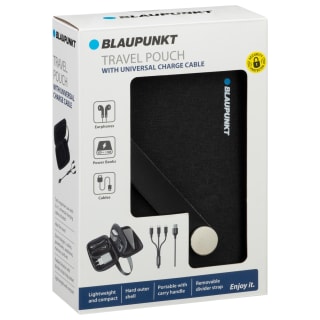 Blaupunkt Travel Pouch & Universal Charge Cable - Black