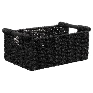 Black Grass Storage Basket with Wooden Handles