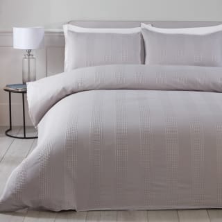Luna Stripe Waffle Silver Duvet - Double