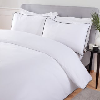 Simply White & Black Piped Edge Duvet Set - Double