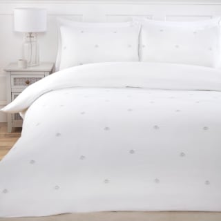 Embroidered Bee King Duvet Set - White