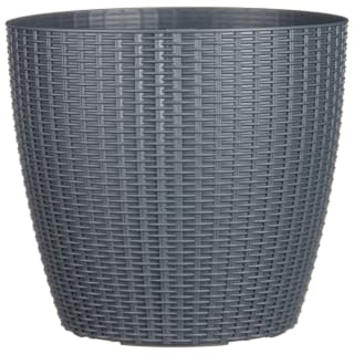 Rattan Effect Plastic Planter - Grey