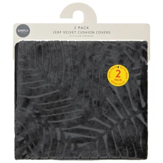 Simply Everyday Leaf Velvet Cushion Covers 2pk - Charcoal