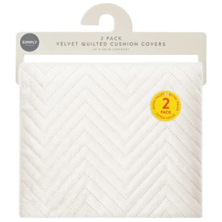 Simply Everyday Velvet Quilted Cushion Covers 2pk - Cream