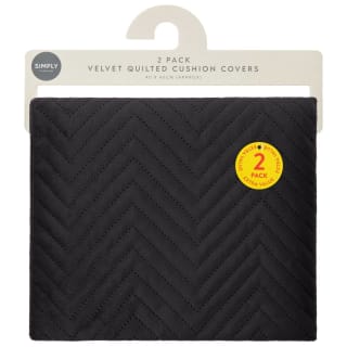 Simply Everyday Velvet Quilted Cushion Covers 2pk - Charcoal