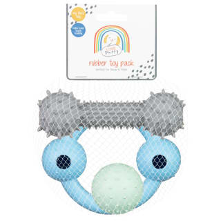 Puppy Rubber Toy 3pk - Blue