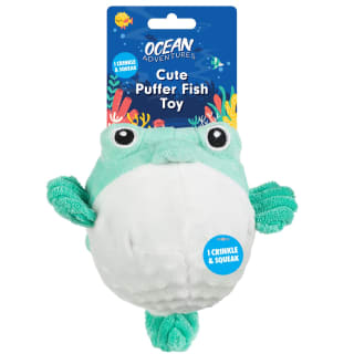 Ocean Adventures Cute Puffer Fish Dog Toy - Turquoise