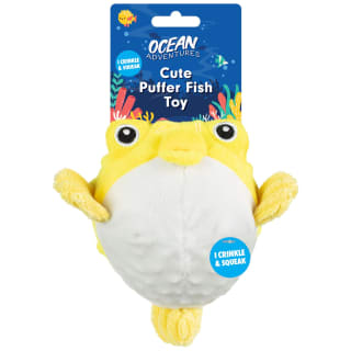 Ocean Adventures Cute Puffer Fish Dog Toy - Yellow