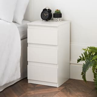Sienna 3 Drawer Bedside Table - White