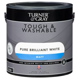 Turner & Gray Tough & Washable Matt Emulsion Paint 2.5L - Pure Brilliant White