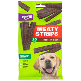 Reward Meaty Strips Dog Treats 20pk - Beef