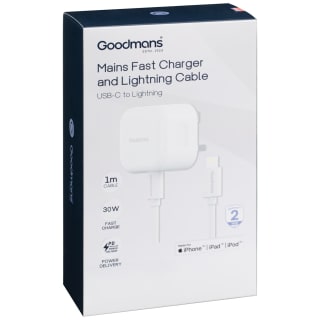 Goodmans Lightning Mains Charger & Cable 1.2m - White