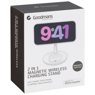 Goodmans 2-in-1 Magnetic Wireless Apple Charging Stand - White