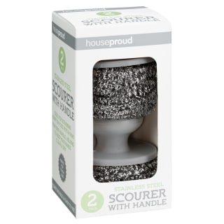 House Proud Stainless Steel Scourer with Handle 2pk - Grey