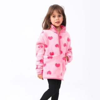 Kids Fleece Top Years 2-7 Years - Pink Heart