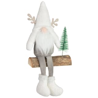 Gonk Sitting on Wood Base Ornament - White
