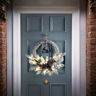 Nordic Noel Pre-Lit Snowy Half Wreath 55cm