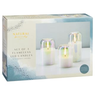 LED Candles With Oval Glass 3pk